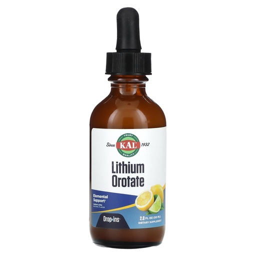 [BRSWGZD4DEIGYF33] Lithium Orotate Drops, Lemon Lime, 2 fl oz (59 ml), KAL