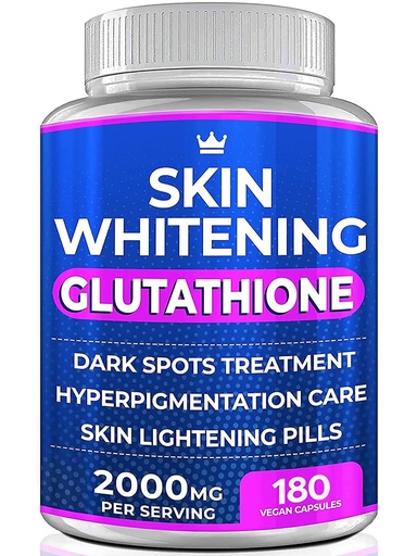 [BRSW2HT7DF5RGCT3] Glutathione Whitening Pills - 180 Capsules 2000mg Glutathione - Effective Skin Lightening Supplement - Dark Spots, Melasma & Acne Scar Remover, Hyperpigmentation Treatment - Anti-Aging Antioxidant