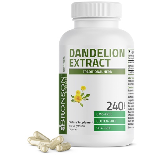 [BRSRMHTYDMBR6AL7] Bronson Dandelion Extract High Potency Supplement, Supports Overall Good Health & Well-Being, Traditional Diuretic Herb - Non-GMO, 240 Vegetarian Capsules