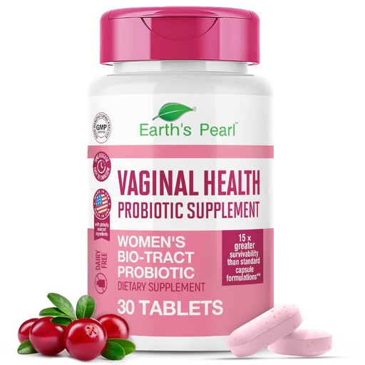 [BRSRAFI5CACGEEIU] Earth's Pearl Vaginal Probiotics for Women - 15 x More Effective with BIO-Tract®, 3 Billion CFU, Probiotic & Prebiotic Blend, Promotes Healthy Vaginal Odor & pH Balance for Women - Only 1 Tablet/Day