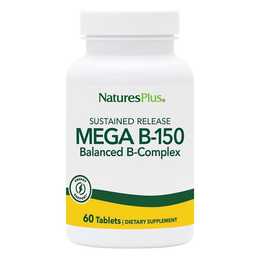 [BRSWIYTYO4GAYGAV] NaturesPlus Mega B-150 Complex - 60 Sustained Release Vegetarian Tablets - Maximum Potency B Complex Vitamin Supplement - Energy & Brain Booster - Gluten Free - 60 Servings