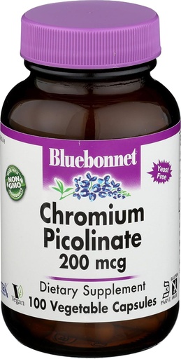[BRSWIEIYOQMGGCL2] Bluebonnet Nutrition, Chromium Picolinate 200mcg, 100 Veggie Capsules