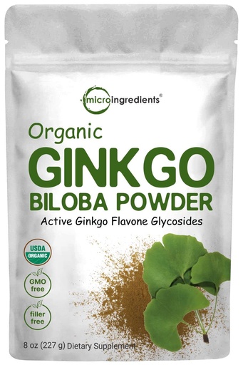 [BRSWKHT3C4HACELC] Micro Ingredients Organic Ginkgo Biloba Extract Powder, 8oz | Naturally Occurring Ginkgo Flavone Glycosides | Herbal Supplements for Women & Men | Non-GMO, Vegan Friendly