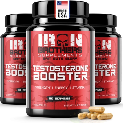 [BRSWGFA7BEJRQEY4] Iron Brothers Men’s Testosterone Support Supplement – Tribulus, Tongkat Ali, Ashwagandha & DIM – Daily Performance & Vitality Formula – with Fenugreek & Zinc – 90 Day Cycle – 270 Capsules