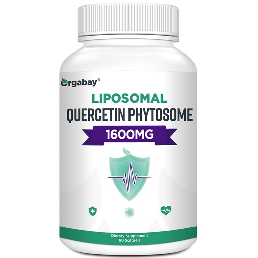 [BRSW2CQRPIMWCCLD] Orgabay Liposomal Quercetin Phytosome 1600 mg,Bromelain 200mg,Zinc 30mg,Vitamin C Turmeric 40 mg,Highest Absorption,Quercetin Complex, 60 Softgels