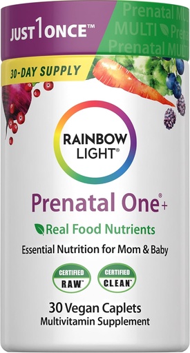 [BRSWGFD4BMJRAF3X] Rainbow Light Prenatal One Multivitamin, Prenatal Health Multivitamin supporta la salute della mamma e lo sviluppo del bambino, con vitamina C, Vegan, 30 conte