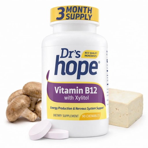 [BRSWGHQOAVYBOCLD] Vitamin B12 1000 Mcg, B12 Vitamins 1000 Mcg Help to Increase Metabolism, Energy Production and Nervous System Support, 90 Chewable Tablets - 1 Tablet Per Serving, Non-GMO & Gluten Free