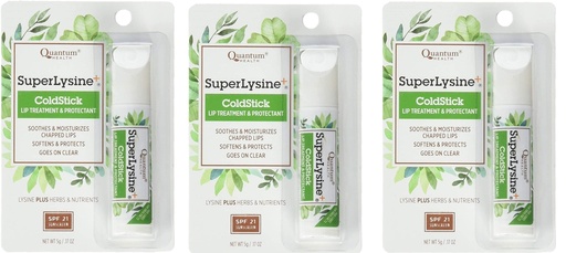 [BRSWKEYMOYIQE3D4] Super Lysine Plus+ ColdStick, SPF 21, Regular 0.18 oz (Pack of 3) by Quantum Research