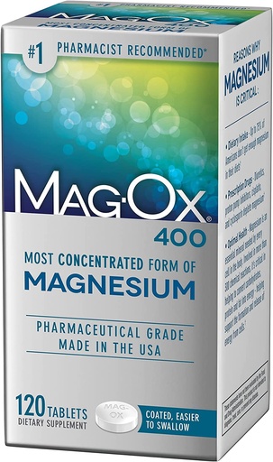 [BRSWIGYOOMDBYDYZ] Mag-Ox 400 Magnesium Supplement - 120 Tablets, Pack of 4