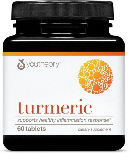 [BRSWGHTQCV4GM3DO] Youtheory Turmeric - 450 mg - with Black Pepper & Olive Leaf - Supports Joint & Brain Health* - Contains Bioenhancers, Curcuminoids & Herbal Extracts - 60 Tablets (20-Day Supply)