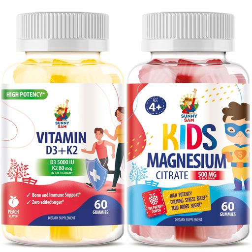 [BRSRAYL2BV4BOCDL] Magnesium Gummies for Kids & Vitamin D3 K2 Gummies 5000 IU - Immune & Bone Support - Sugar-Free Vitamin D Gummy Supplement - High-Absorption, Vegan, Gluten-Free Gummies for Adults