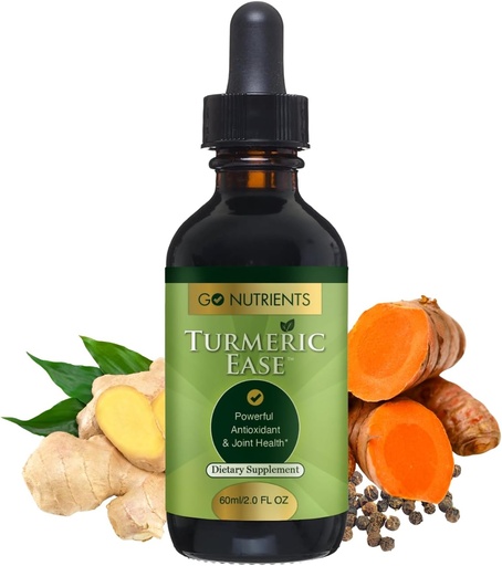 [BRSWGFAKCUOQOCDB] Go Nutrients Turmeric Ease - Curcumin, Ginger & Black Pepper – Liquid Drops 提取丁香用于快速吸附 - 支持联合健康与免疫防御 - 2oz