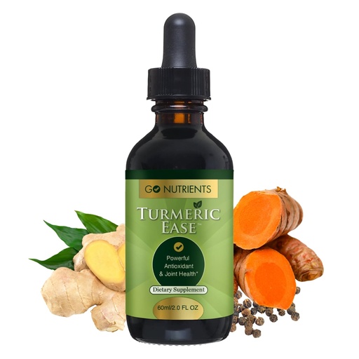 [BRSWGFAKCUOQOCDB] Go Nutrients Turmeric Ease - Liquid Turmeric Drops Supplement with Ginger | The Trikatu Trio: Turmeric Drops with Ginger & Black Pepper for Joint Comfort, Digestion & Absorption Support