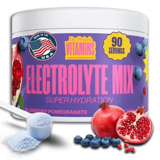 [BRSWGBQPBB6B4E3A] Dr. Price’s Electrolytes Powder Bulk – Blueberry Pomegranate, 90 Servings | Sugar Free Hydration Drink Mix with 72+ Trace Minerals, Manganese | Keto Electrolytes, Vegan, Doctor-Formulated, Made in USA