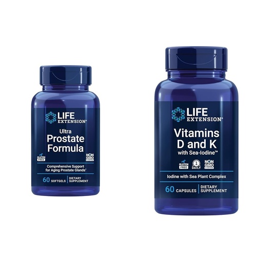 [BRSROBL3DMNRYFI3] Life Extension Ultra Prostate Formula, Saw Palmetto for Men, pygeum, stinging Nettle & Vitamins D and K with Sea-Iodine, Vitamin D3, Vitamin K1 and K2, Iodine