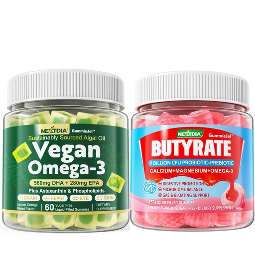 [BRSRAGQOCJ5RQDY7] Vegan Omega 3 Gummies + Butyrate Gummies Sugar Free