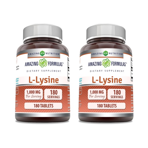 [BRSROA32O4HWKFY6] Amazing Formulas L-Lysine 1000mg Amino Acid Tablets Supplement | Non-GMO | Gluten Free | Made in USA (180 | 2 Pack)