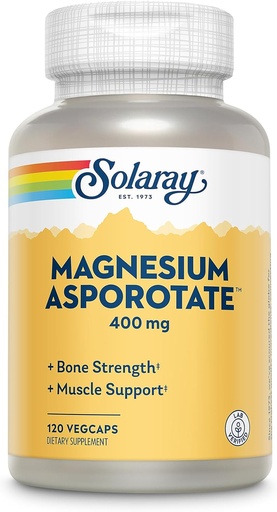 [BRSWIYTYOEDR4GA5] Solaray Magnesium Asporotate 400 mg, Aspartate, Orotate & Citrate Complex, Healthy Heart, Muscle, Nerve & Circulatory Function Support 180ct (60 Servings, 120 VegCaps)