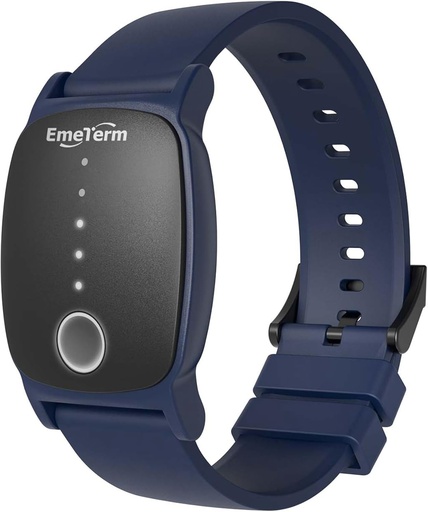 [BRSRMFA6OF6WKG3Z] EmeTerm Explore FDA-Cleared Anti-Nausea Wristband IP67 Waterproof Morning Motion Sickness Relief Band Rechargeable Classic Strap Design Drug Free Non-drowsy Without Side Effects Navy Blue