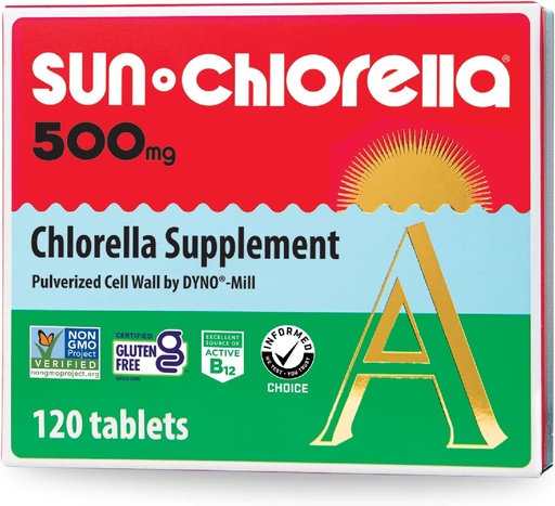 [BRSWIYAPPMFAYG3U] Sun Chlorella 500mg Whole Body Wellness Green Algen Superfood Supplement - Immune Defense, Gut Health, Natural Purification, Energy Boost - Chlorofyl, B12, Iron, Proteïne - Non-GMO - 120 tabletten