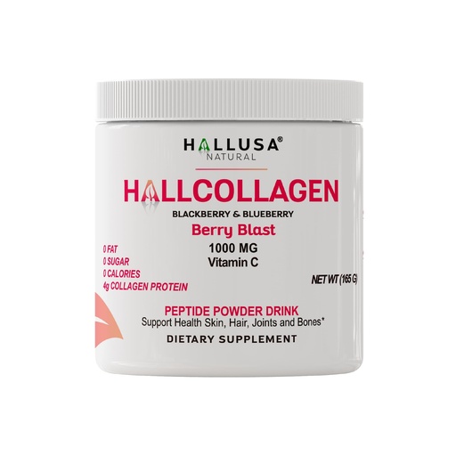 [BRSW2EAROR4AYDLX] HallCollagen – Collagen Peptides Powder + Vitamin C, Supports Health Skin, Hair, Nail, Joints & Bones*, Berry Blast Flavor, 4g Collagen Protein per Serving, 5.82 oz (30 Servings), Dietary Supplement