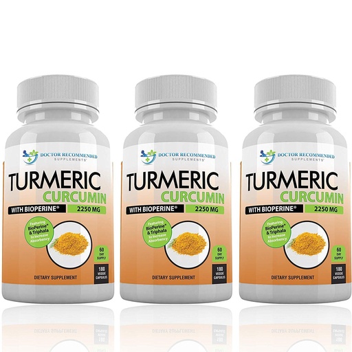 [BRSWGYYPCUGRYDY4] Turmeric Curcumin with Bioperine and Triphala - 2250mg/d - 540 Veggie Capsules with Black Pepper Extract -Turmeric Supplement