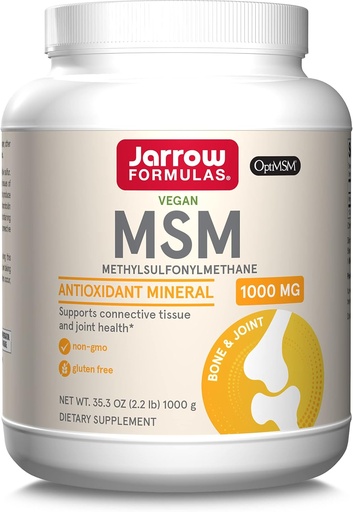 [BRSWIY32BQNB43T6] Jarrow Formules® MSM poudre, méthylsulfonylméthane, 1000mg, minéral antioxydant, supplément de santé articulaire et support de peau, 2,2 lbs, approx. 1000 services