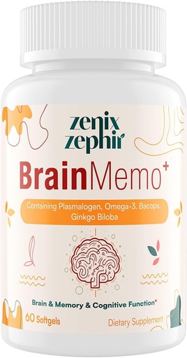 [BRSRAGQCCMPWEAL7] Memory Focus Supplement - Brain Support with Omega-3, Bacopa in Plasmalogens za izboljšano kognitivno funkcijo - Koncentracija in spomin - Non-GMO, 60 Softgels