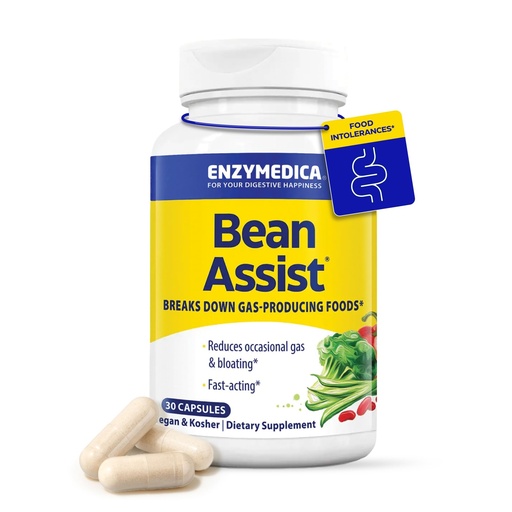 [BRSWIFAICUEACEI7] Enzymedica BeanAssist - Digestive Enzyme Supplement for Women & Men, Alpha Galactosidase Enzyme for Digestion & Gut Health Support, Helps Reduce Gas & Bloating, Fast-Acting, Vegan - 30 Caps