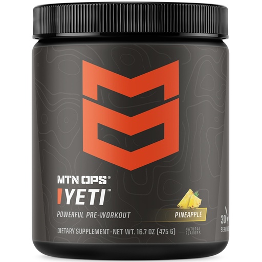 [BRSROGQRCAMQ4ALH] MTN OPS Yeti Pre-Workout Powder Energy Drink with Creatine, 200mg Caffeine & BCAAs with Beta Alanine, 30-Serving Tub, Pineapple Crush