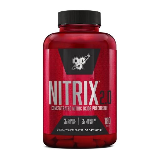 [BRSWIZLQBIGBG2YZ] BSN NITRIX 2.0, Workout Supplement, Nitric Oxide Precursors, 3g Creatine, 3g L Citrulline, L-Citrulline, Supports Workout Performance, Pumps, Muscle Recovery and Endurance, 180 Tablets, 60 Servings