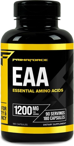 [BRSROZD6BF5QA234] Primaforce EAA Capsules 1200mg, 180 Capsules, 90 Servings - Essential Amino Acids - Non-GMO, Gluten Free & Vegitarian Friendly