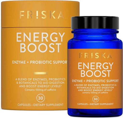 [BRSWYZYLOYFAKCDG] FRISKA Energy Boost Enzyme and Probiotics Supplement, Promotes Better Digestion and Energy for Men and Women, Gut Health, 30 Capsules