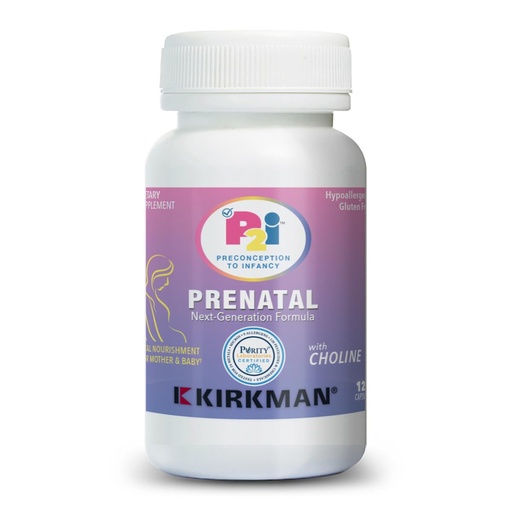 [BRSROCA2PINWMCTB] Kirkman P2i Prenatal Vitamins for Women, Multivitamin with Choline, 120 Capsules, Vital Daily Nutritional Support for Healthy Mother & Baby, OBGYN Formulated & Endorsed, Hypoallergenic & Gluten-Free