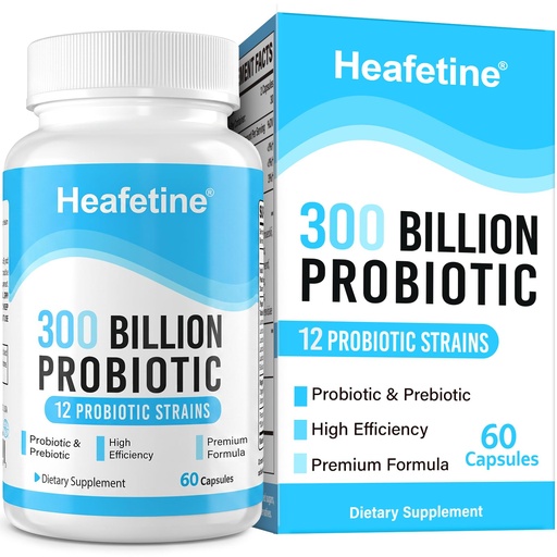 [BRSRO2Y5DMGWOC3D] 300 Billion CFUs Probiotics for Women & Men - 12 Strains + 3 Organic Prebiotics, Probiotics for Digestive Health & Immune, Gut Health & Bloating, Gut Health for Women & Men - 60 Capsules