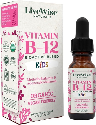 [BRSRAAA5OAMRA3Q7] LiveWise Naturals Vitamin B12 Liquid Drops til børn og børn