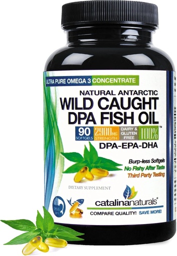 [BRSW22YEA4BBEHL7] Wild Caught Omega-3 DPA Fish Oil - 2900 mg with More DPA, EPA & DHA - 90 SoftGels – Triple Strength Burp-Free