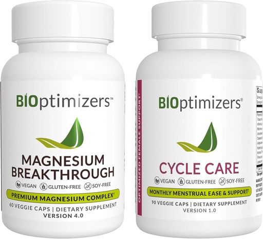 [BRSRAZY5BEPWE337] BiOptimizers Magnesium Breakthrough 4.0, (60 Capsules) & Cycle Care, (90 Capsules) - Natural Sleep, Brain, and Menstrual Relief Support Supplement Bundle