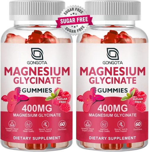 [BRSROYYTDIARAFLF] Magnesium Glycinate Gummies 400 mg with 100 mg Composite magnesium - Chelated Magnesium Potassium Supplement with Vitamin D, B6 Supports Calm, Sleep, Memory & Muscle Cramps,Sugar Free - 120 Gummies