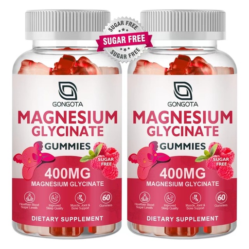[BRSROYYTDIARAFLF] Magnesium Glycinate Gummies 400 mg with 100 mg Composite magnesium - Chelated Magnesium Potassium Supplement with Vitamin D, B6 Supports Calm, Sleep, Memory & Muscle Cramps,Sugar Free - 120 Gummies