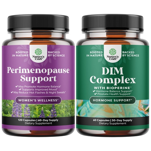 [BRSROCDQBEFWCC3F] Bundle of Complete Perimenopause Supplement for Women with Maca Root Vitex Berry & Black Cohosh and Pure DIM Supplement with Bioperine - Diindolylmethane Testosterone Complex with Broccoli Florets