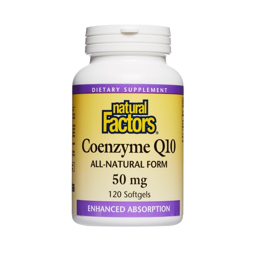 [BRSWIYTQBADQMYLE] Natural Factors, Coenzyme Q10 50mg, CoQ10 Supplement for Energy, Heart and Antioxidant Support, Gluten Free, 120 softgels (120 servings)