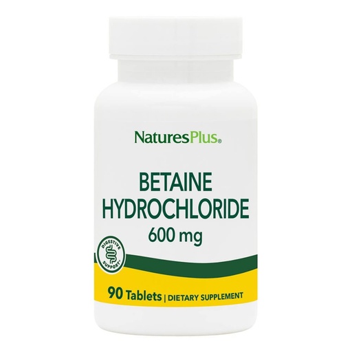 [BRSWIYT3PMDWMDQV] NaturesPlus Betaine Hydrochloride 600 mg - 90 Tablets - Supports Protein Digestion & Stomach Acid Balance - Promotes Healthy Digestive Function - Gluten Free - 90 Servings