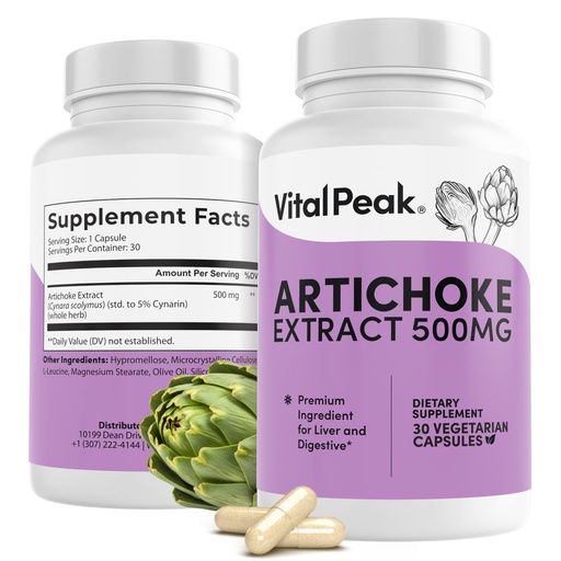 [BRSRACT6O55GCHLU] Artichoke 500 mg Supplement - Potent Artichoke Extract Capsules for Liver Health & Digestive Support - Artichoke Leaf Extract Promotes Energy & Focus - 30 Capsules