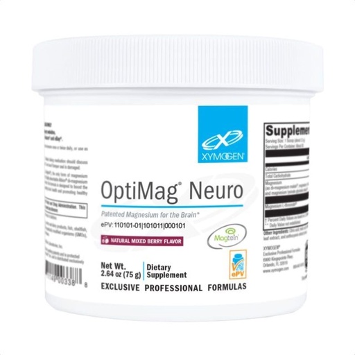 [BRSRMGQTCQHAOYAZ] XYMOGEN OptiMag Neuro - Brain Health & Relaxation Support - Magnesium Glycinate & L-Threonate - Chelated Magnesium Powder - Mixed Berry Flavor - 2.64 Oz