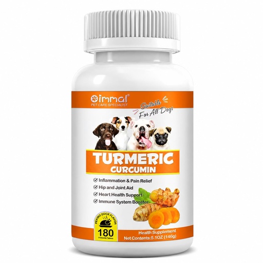 [BRSRAYILOINR4CAY] Turmeric for Dogs – 180 Count Tablet Treats with Curcumin & Piperine – Joint Health, Mobility, Allergy & Itch Relief, Skin & Coat, Hot Spots – Arthritis & Hip Joint Support with Salmon Oil