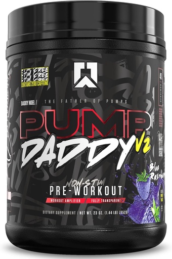 [BRSROGD4C4IAI2A7] RYSE Pump Daddy V2 Pre Workout Powder - Noel Deyzel Signature - Blue Raspberry - Non-Stim Supplement with Citrulline, Creatine and Beta Alanine for Pumps, Endurance and Strength - 40 Servings