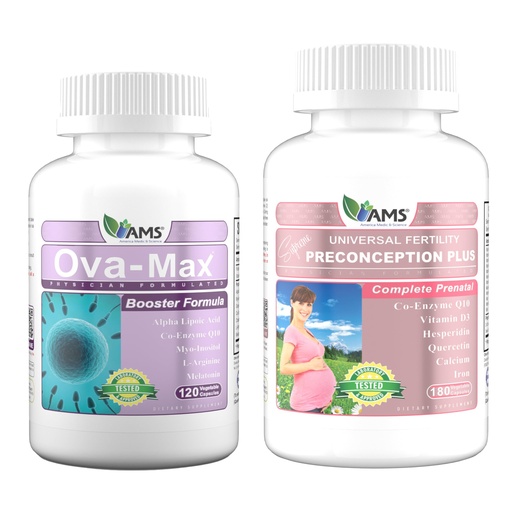 [BRSRAH3YDICWCHIU] America Medic & Science OVA-Max Prenatal Vitamins for Women (120 Capsules) and Preconception Plus (180 Capsules)