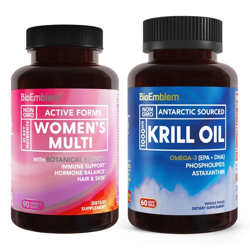 [BRSRAFA7DF7GG3Y7] BioEmblem Antarctic Krill Oil Supplement and Women's Multivitamin