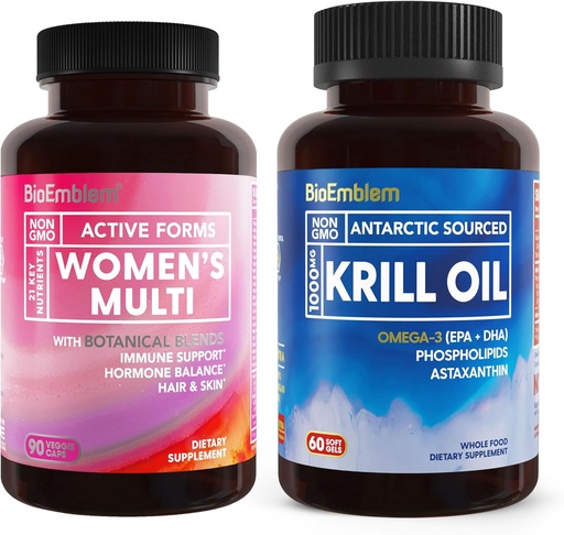 [BRSRAFA7DF7GG3Y7] BioEmblem Antarctic Krill Oil Supplement and Women's Multivitamin